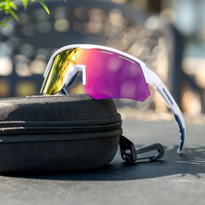 2. Rockbros okulary sportowe biało-niebieskie