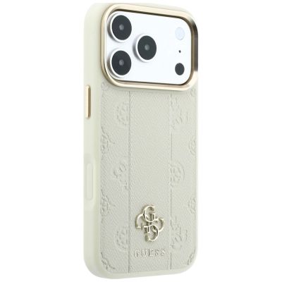 4. Etui Guess Stripe Peony 4G Logo MagSafe na iPhone 18 Pro / 17 Pro - beżowe