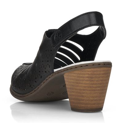 11. Skórzane komfortowe sandały damskie na obcasie Rieker 40959-00