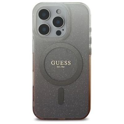 3. Etui Guess IML Glitter Gradient MagSafe na iPhone 16 Pro - brązowe