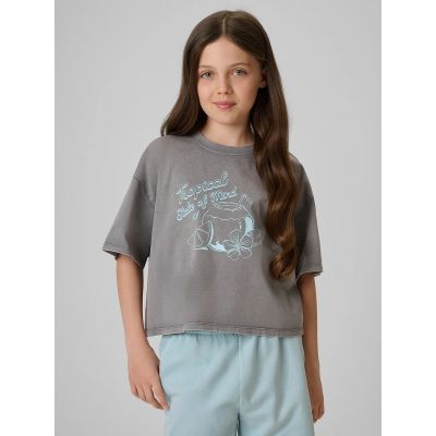 T-shirt bawełniany dziewczęcy 4F 4FJRSS26TTSHF3983-25S