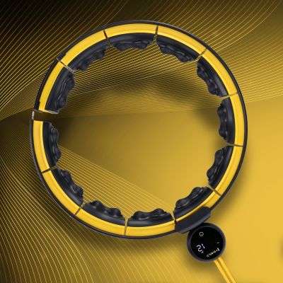 19. HHM21 HULA HOP BLACK/YELLOW Z MAGNESAMI, WYPUSTKAMI TPE I OBCIĄŻNIKIEM + LICZNIK HMS