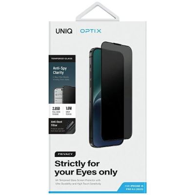 6. Szkło UNIQ Optix Privacy hartowane prywatyzujące na iPhone 15 Pro z aplikatorem
