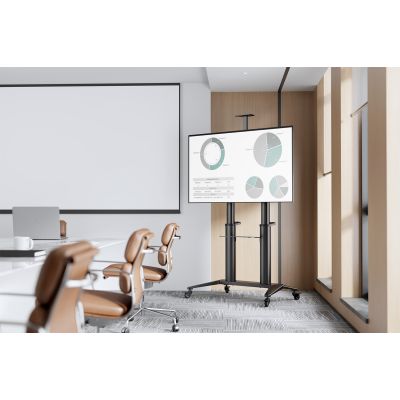 8. Stojak mobilny pojedynczy z półką i uchwytem na kamerę 1xLCD max. 120" max. 140kg