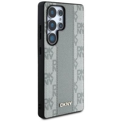 4. Etui DKNY Leather Checkered Pattern MagSafe na Samsung Galaxy S25 Ultra - szare