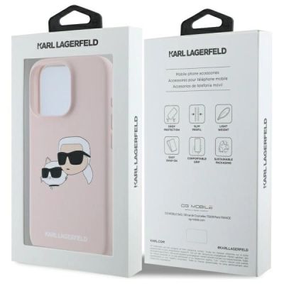 8. Etui Karl Lagerfeld Silicone nauble Heads Print MagSafe na iPhone 16 Pro Max - różowe