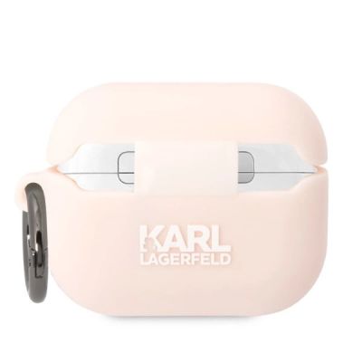 2. Etui Karl Lagerfeld Silicone Karl Head 3D na AirPods Pro - różowe