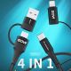 6. Kabel Wozinsky WNBAA 4w1 2x USB-C 1x USB-A 1x Lightning 60W 1 m - czarny