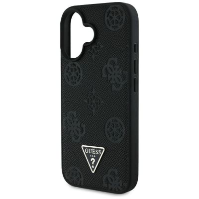6. Etui Guess Grained Hot Stamp Peony Triangle Logo MagSafe na iPhone 16 - czarne