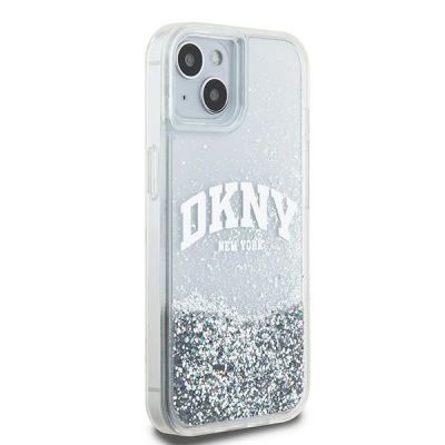 4. Etui DKNY Liquid Glitter Big Logo na iPhone 15 / 14 / 13 - białe