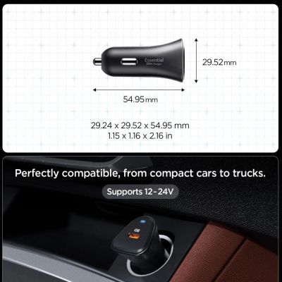 7. Ładowarka samochodowa Spigen Essential EV301 30 W - czarna