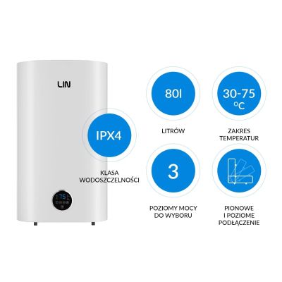 7. Bojler elektryczny LIN LIFVD1SMWH 80L UNIVERSAL biały WiFi