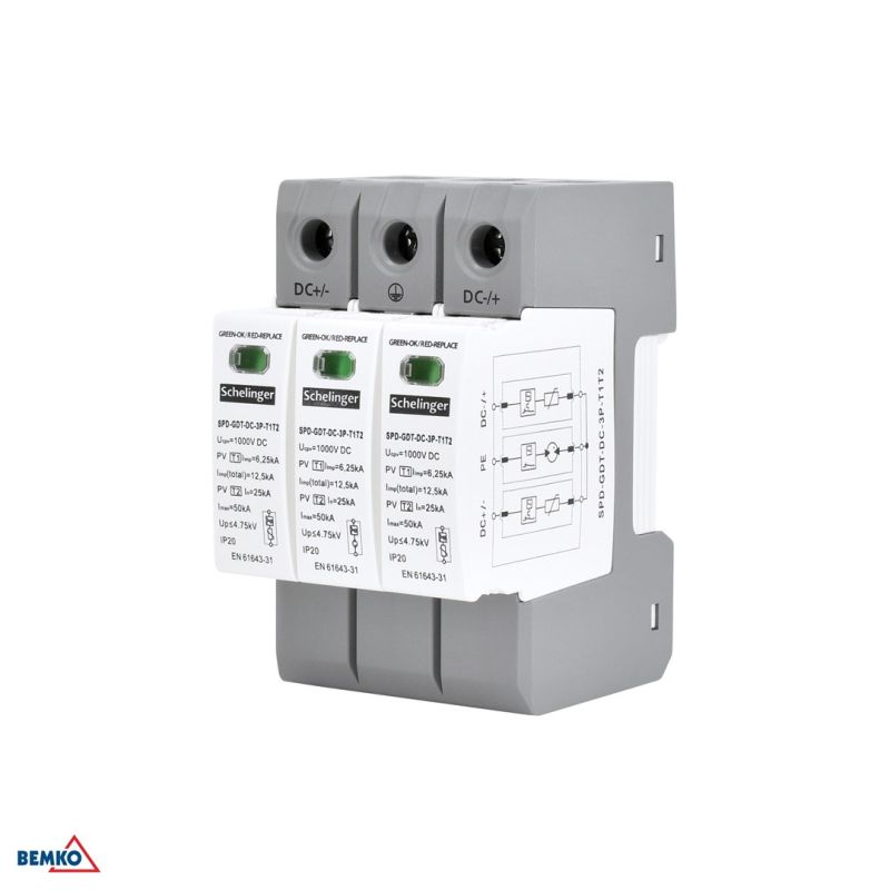 Ogranicznik przepięć 3P 8kA DC 1200V KLASY T1T2 SCHELINGER