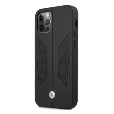 2. Etui BMW Leather Perforate Sides na iPhone 12 / iPhone 12 Pro - czarne