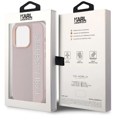 8. Etui Karl Lagerfeld Saffiano Rhinestones & Charm na iPhone 15 Pro - różowe