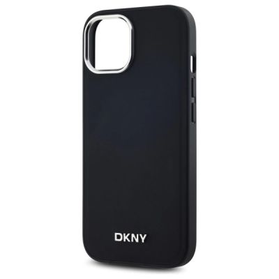 6. Etui DKNY Plain Logo MagSafe na iPhone 15 Plus - czarne