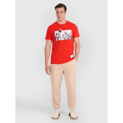 5. T-shirt regular z nadrukiem siatkarskim męski 4F 4FRAW25TTSHM3319-62S