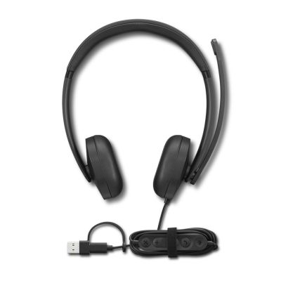 3. Przewodowy zestaw słuchawkowy VoIP Lenovo 5000 z mikrofonem, USB A/C, Czarny