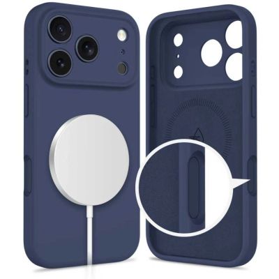 2. Etui Tech-Protect Silicone MagSafe na iPhone 17 Pro - granatowe