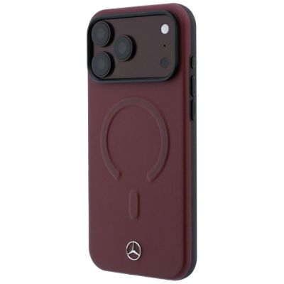 2. Etui Mercedes Leather 3D MagSafe do iPhone 18 Pro / 17 Pro - burgundowe