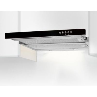Okap podszafkowy teleskopowy AKPO WK-7 LIGHT GLASS 60 INOX CZARNY (600mm; kolor inox, front czarne szkło)