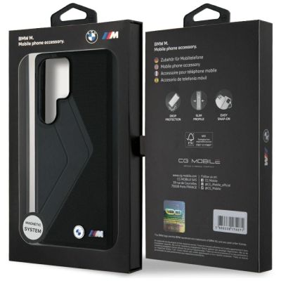 8. Etui BMW Leather Oversized Stripes MagSafe na Samsung Galaxy S25 Ultra - czarne