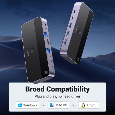 12. Przełącznik KVM Ugreen CM664 HDMI switch 2w1 - czarny