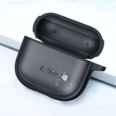 8. Etui Tech-Protect Slim Hook na AirPods 4 - szare