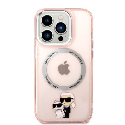 3. Etui Karl Lagerfeld Iconic Karl&Choupette MagSafe na iPhone 14 Pro Max - różowe