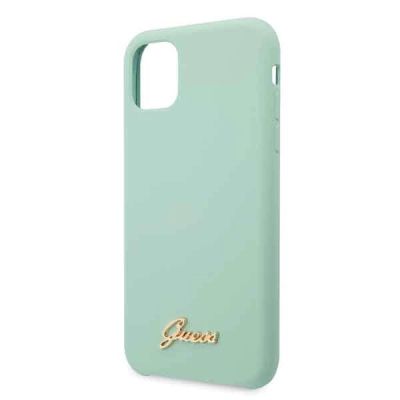 3. Guess GUHCN58LSLMGG iPhone 11 Pro zielony/green hard case Silicone Vintage Gold Logo