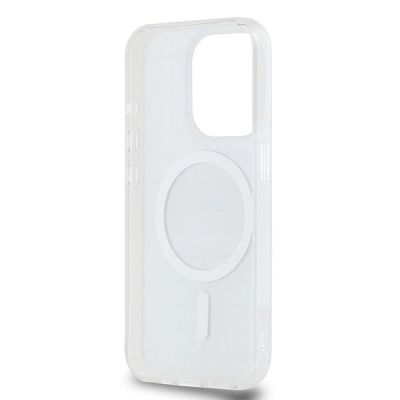 7. Etui DKNY IML Mono & Stripe MagSafe na iPhone 15 Pro - beżowe