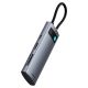 3. Hub USB-C Baseus Metal Gleam 7w1 HDMI 4K 60Hz / 3x USB 3.0 / USB-C PD / SD / microSD – szary