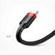 10. Baseus Cafule Cable wytrzymały nylonowy kabel przewód USB / USB-C QC3.0 2A 3M czarno-czerwony (CATKLF-U91)