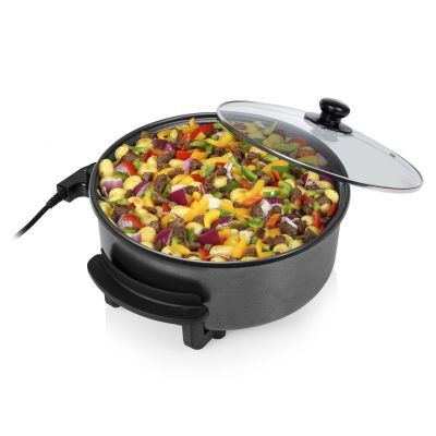 10. Tristar  | Wielofunkcyjna patelnia grillowa XL | PZ-9135 | Średnica 30 cm | Grill | 1500 W | Pokrywka w zestawie | Uchwyt stały | Czarny