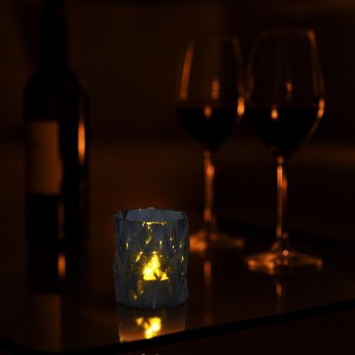 8. MINI LAMPA DEKORACYJNA 6 CM SZARA CIEPŁY BIAŁY 1 LED