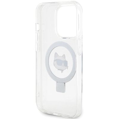 7. Etui Karl Lagerfeld Ring Stand Choupette Head MagSafe do iPhone 15 Pro - białe