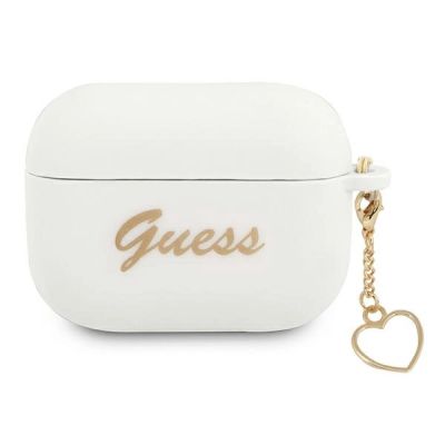 Etui Guess Silicone Charm Heart Collection na AirPods Pro - białe