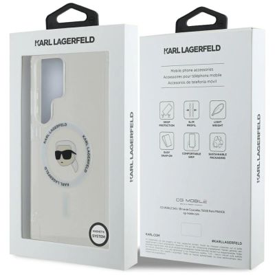 8. Etui Karl Lagerfeld Button Karl Head Printed Logo MagSafe Samsung Galaxy S25 Ultra biały