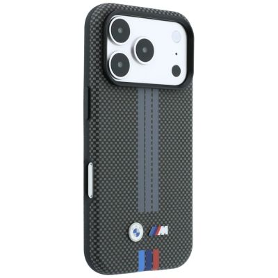 4. Etui BMW M Quadrille Kevlar Tricolor Print Lines MagSafe na iPhone 18 Pro Max / 17 Pro Max - ciemnoszare