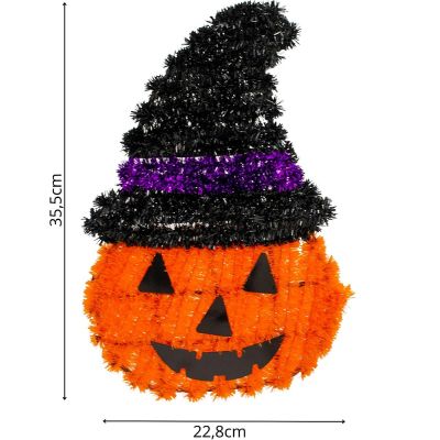 4. FIGURKA DEKORACYJNA DYNIA 35CM HALLOWEEN FIOLETOWY PASEK