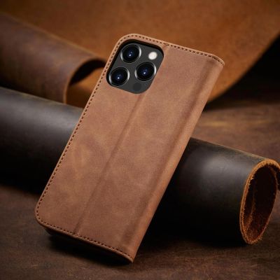 10. Magnet Fancy Case etui do iPhone 13 Pro Max pokrowiec portfel na karty kartę podstawka brązowy