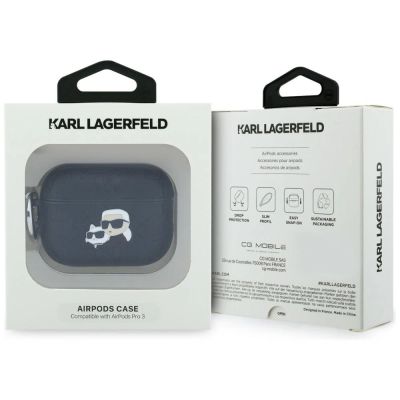 4. Etui Karl Lagerfeld Monogram Karl & Choupette Head na AirPods Pro 3 - czarne