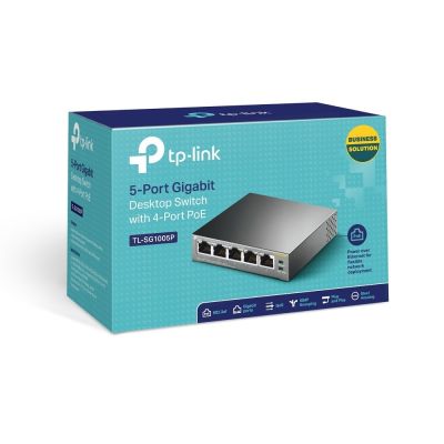 5. TP-Link TL-SG1005P Nie zarządzany Gigabit Ethernet (10/100/1000) Obsługa PoE Czarny