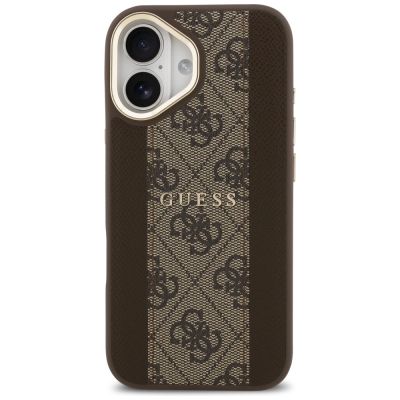 3. Etui Guess 4G Stripe MagSafe na iPhone 17 - brązowe