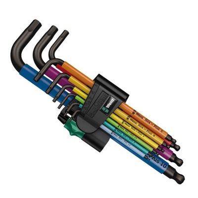 3. Zestaw kluczy imbusowych w kształcie litery L Wera 950 Spkl9 Hex-plus Hex Key Set Metryczny/imperialny 9 szt.