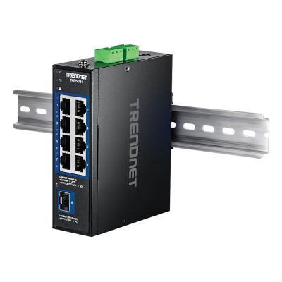 5. 9-portowy przemysłowy przełącznik przemysłowy 2,5G na szynę DIN TRENDnet z 10G SFP