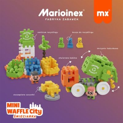 5. Klocki konstrukcyjne Marioinex Mini Waffle - City: Śmieciarka, 148 elementów