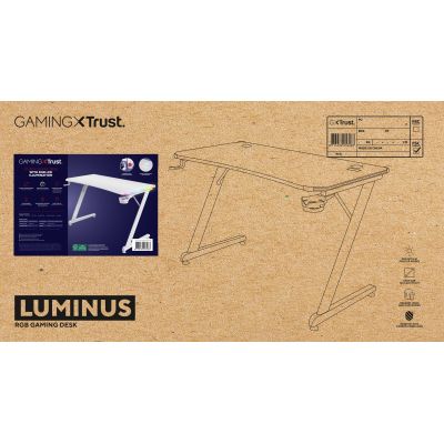 14. Biurko gamingowe TRUST GXT 709W LUMINUS RGB WHITE