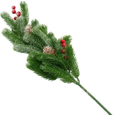 14. GAŁĄZKA DEKORACYJNA SOSNOWA Z JARZĘBINĄ I SZYSZKAMI 60CM