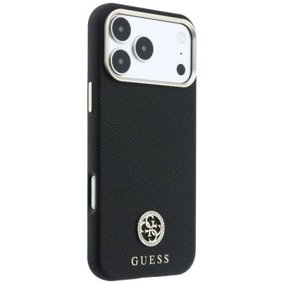 4. Etui Guess Grained Round Strass Logo MagSafe na iPhone 18 Pro Max / 17 Pro Max - czarne